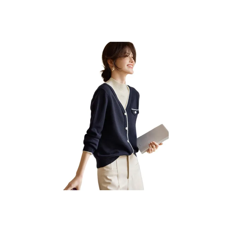 XWI Knitwear Women's Navy Blue & Ecru-3