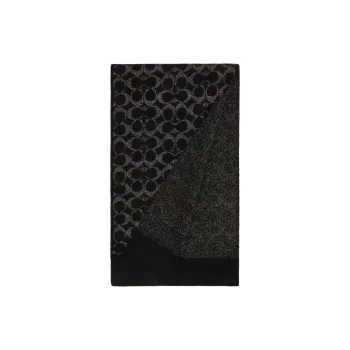 COACH Merino Wool Knit Scarves Unisex Black