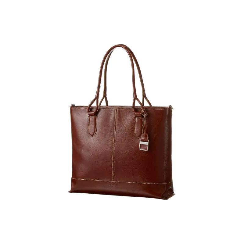 SAMSONITE Cow Leather Tote Bag Shopping Bag Shoulder Bag Handbag Medium Size Unisex Brown-1