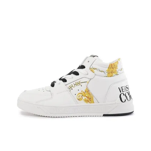 VERSACE JEANS COUTURE pulsar Top Skateboard Shoes Men's White Gold