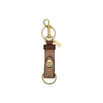 COACH Trigger Coated Canvas Bag Decor Key Ring Bag Accessory Mini Women's Gold & Tan