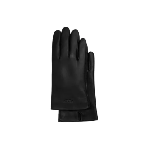 COACH Leather Gloves Unisex Black