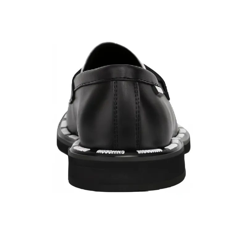 MOSCHINO Two-tone Leather Penny Loafers-3