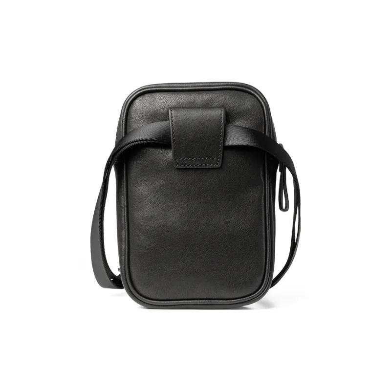 Sharkborough Cow Leather Fanny Pack, Shoulder Bag, Crossbody Bag Small Size Men's Black-4