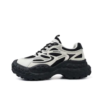 Warrior Lightweight Low Top Chunky Sneakers Women's Black Beige 1.0