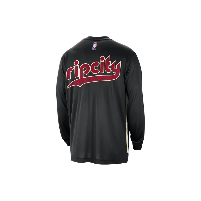 Nike x NBA Portland Trail Blazers Edition Authentic Pregame Performance T Shirt Men's Black-1