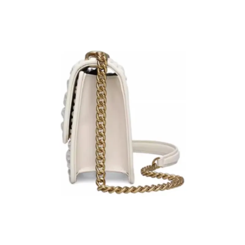 GOLDLION Cow Leather Shoulder Bag, Crossbody Bag Small Size Women's Ecru/Green/Gray-5