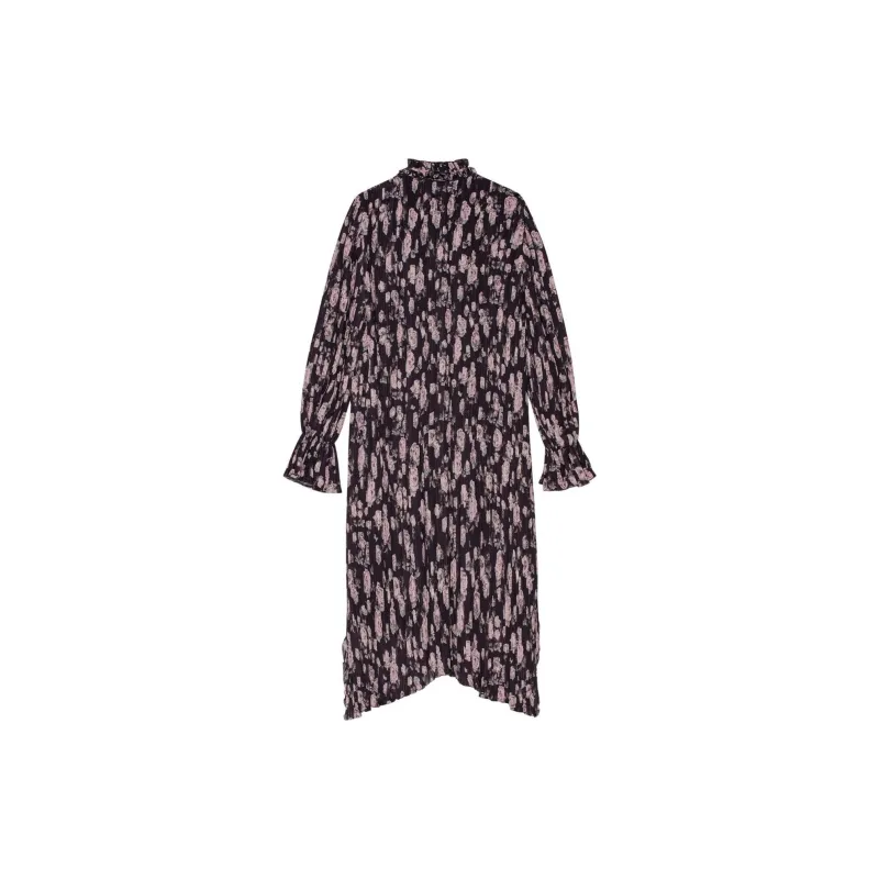 GANNI Floral Printed Pleated Georgette Midi Dress-1