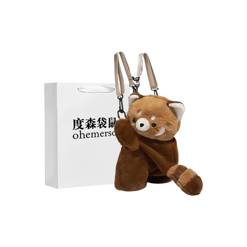 Dusen Kangaroo Plush Crossbody Bag Regular Unisex Gray-5