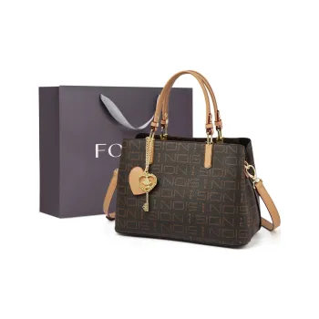 FOXER PVCPU Tote Bag, Shopping Bag, One Shoulder Crossbody Bag, Handbag Regular Women's Coffee