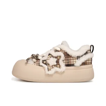 TTKJ Cushioned Anti Slip And Wear Resistant Height Increasing Warm Low Top Casual Shoes Women's Twilight Checkered