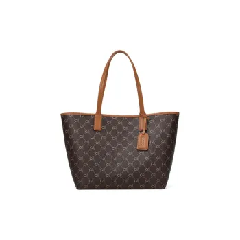 COOGI Synthetic Leather Tote Bag Shopping Bag Handbag Shoulder Bag Large Size Women's Coffee