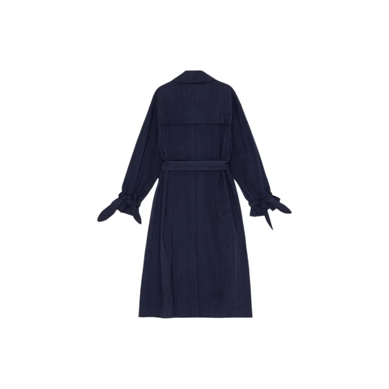 GANNI Trench Coats Women's Blue-1