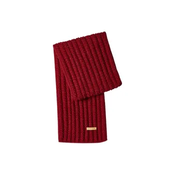 Narandu Acrylic Knit Scarves Unisex Burgundy/Beige