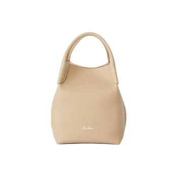 Loro Piana Grained Calfskin Bucket Bag Handbag Small Size Women's Brown