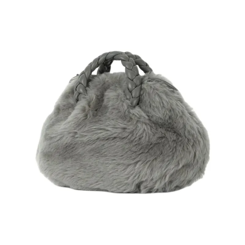 Hereu Shearling Shoulder Bag Crossbody Bag Handbag Medium Size Women's Dark Gray-1