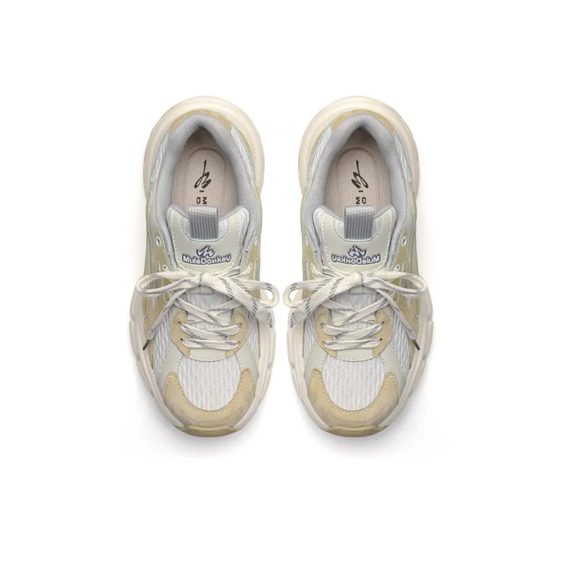 Mule Donkey Lightweight Height Increasing Low Top Chunky Sneakers Unisex Custard-4