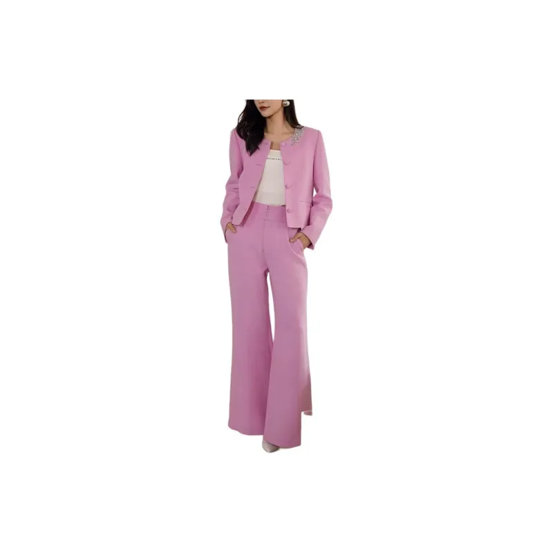 BESIONIA FW24 Cropped Coat Women's Pink Purple-1