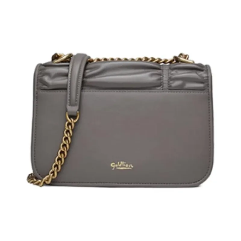 GOLDLION Cow Leather Shoulder Bag, Crossbody Bag Small Size Women's Ecru/Green/Gray-17