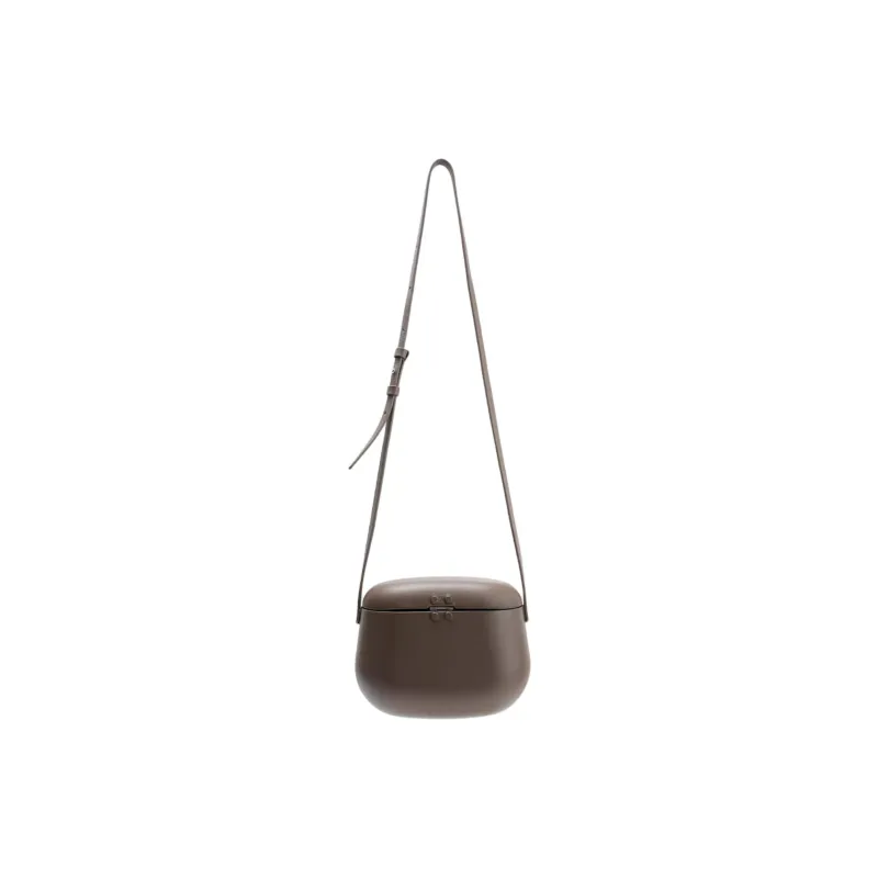 SUREN Top Grain Cow Leather Box Bag Shoulder Bag Crossbody Bag Small Size Women's Chocolate Brown-4
