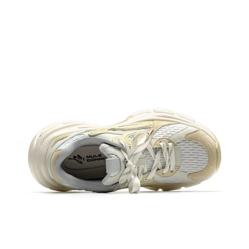 Mule Donkey Lightweight Height Increasing Low Top Chunky Sneakers Unisex Custard-5
