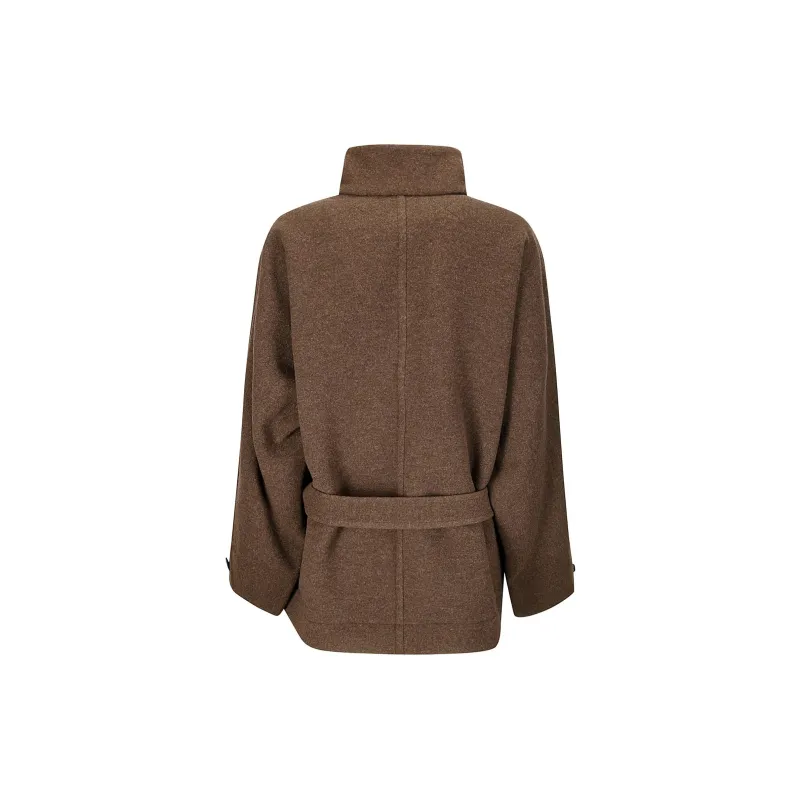 Lemaire Short Bathrobe Duffle Coat 'Brown Chine'-1