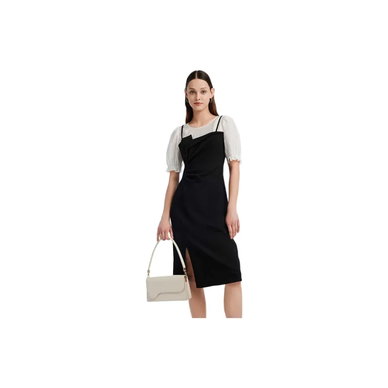 GOELIA Short Sleeved Dress Women's Black-1