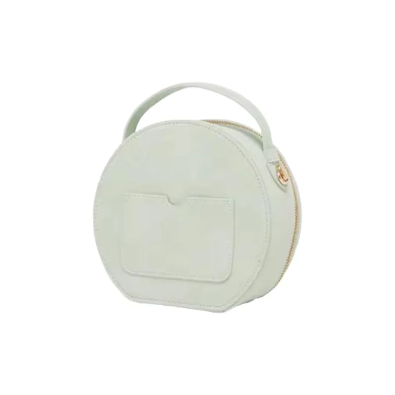 YEARCON Synthetic Leather Round Bag, One Shoulder Handbag Women's Green/Ecru-1