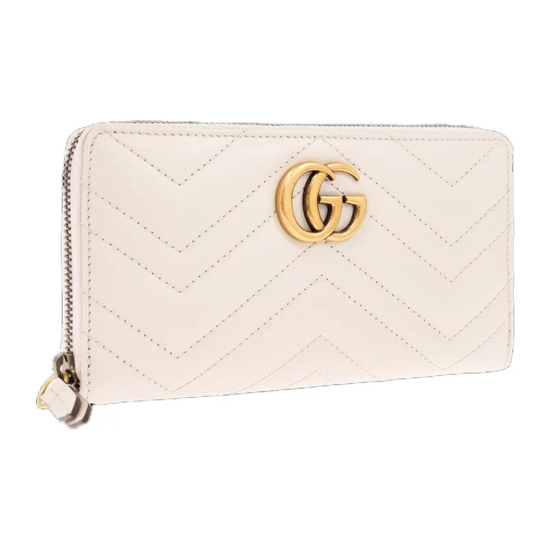 GUCCI Calfskin Wallet Women's Cream-1