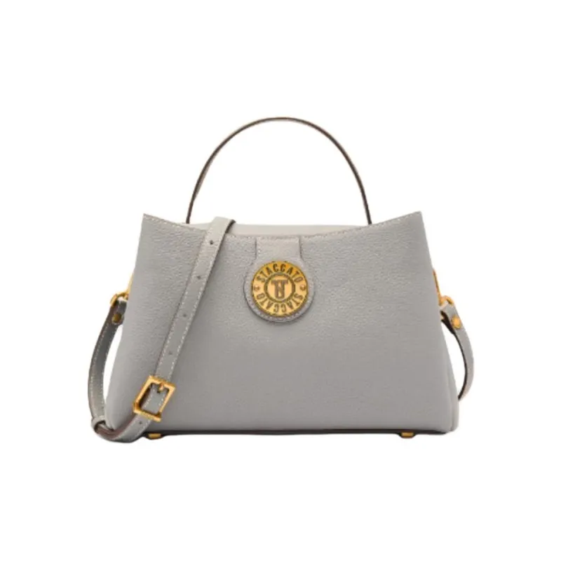 Staccato Cow Leather Shoulder Bag Crossbody Bag Handbag Medium Size Women's Light Stone Gray/Haze Blue-0