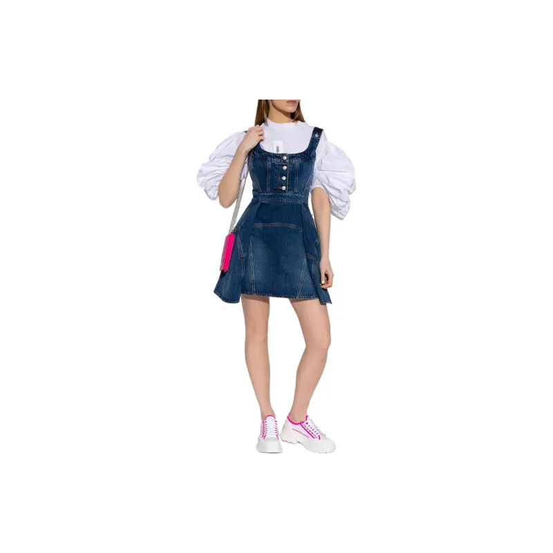 Alexander McQueen SS22 Sleeveless Dress Women's Blue-3