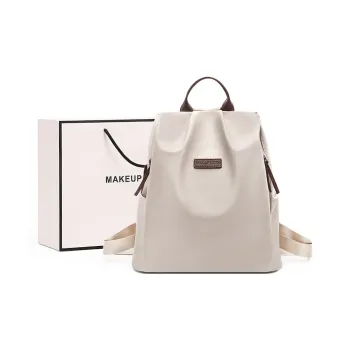 MAKEUP KITTEN Fabric Synthetic Leather Backpack Regular Women's Khaki Apricot