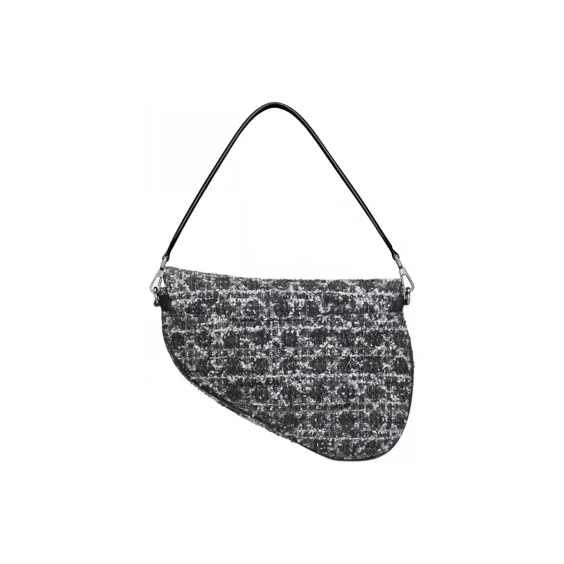 DIOR Saddle Tweed Saddle Bag Crossbody Shoulder Bag Men's Navy-3
