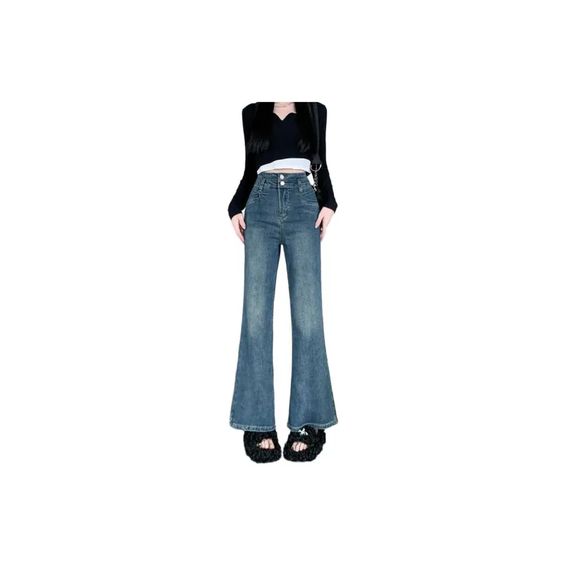 YINLEI Jeans Women's Vintage Blue-3