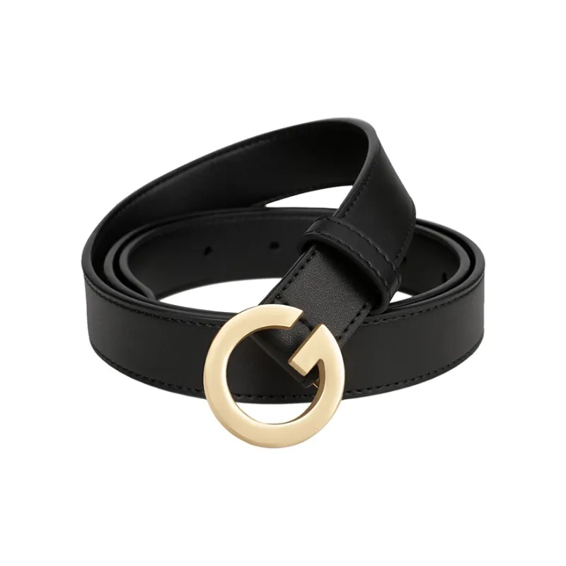 GOLF Cow Split Leather/Synthetic Leather Leather Belts Women's Black Gold/Caramel 2.6cm-2