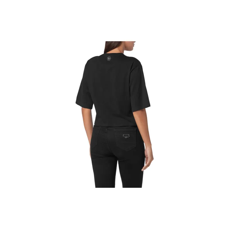 PHILIPP PLEIN Crystal embellished Cropped T shirt-4