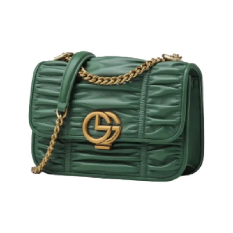 GOLDLION Cow Leather Shoulder Bag, Crossbody Bag Small Size Women's Ecru/Green/Gray-11