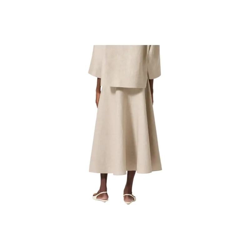 Valentino Logo Plaque High Waist Midi Skirt-6