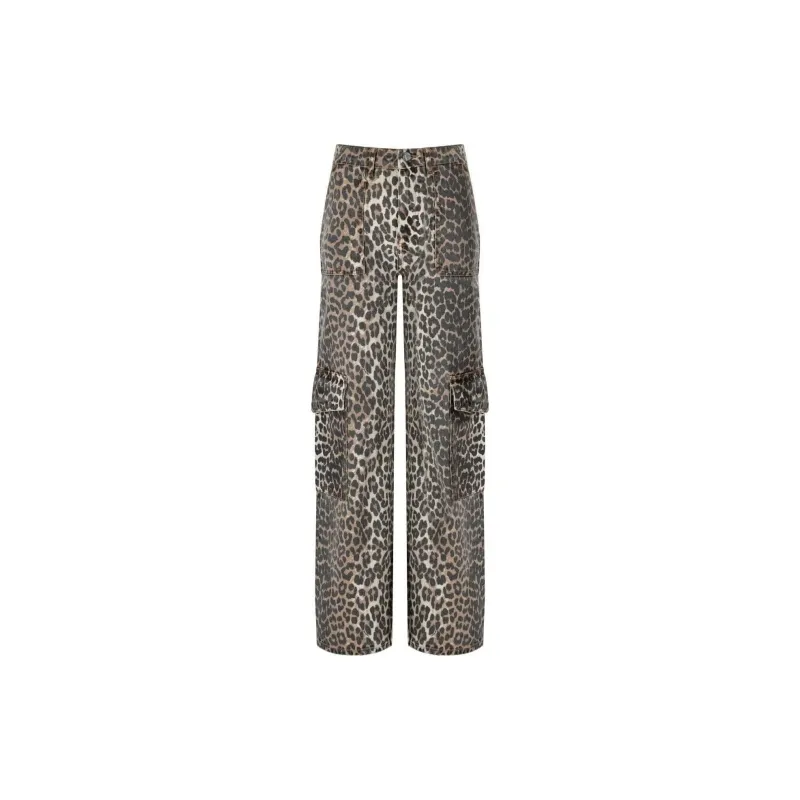 GANNI Leopard Printed Straight Leg Jeans-1