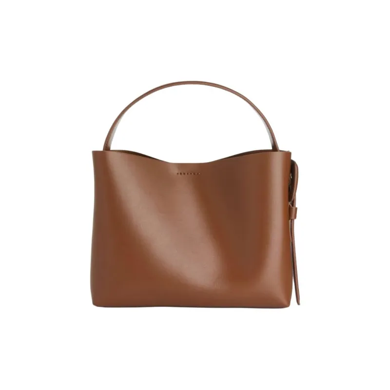 ARKET Cow Leather Tote Bag Shopping Bag Portable Crossbody Bag Shoulder Bag Medium Size Women's Brown-3