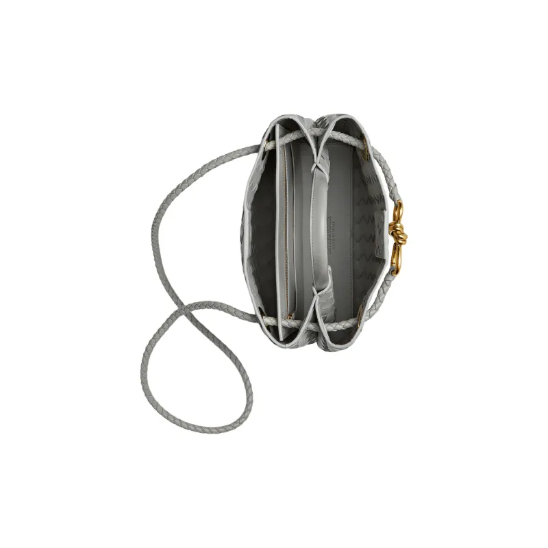 Bottega Veneta Intrecciato Sheepskin Shoulder Bag, Crossbody Bag, Handbag Trumpets Women's Silver-3