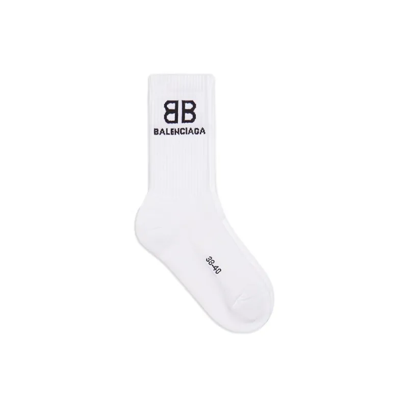 Balenciaga Bb Logo Tennis Socks White/Black-1