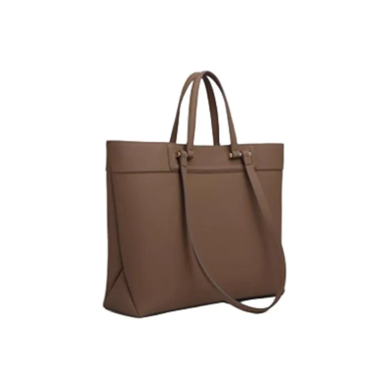 PIERRE CARDIN Cow Leather Tote Bag Shopping Bag Handbag Shoulder Bag Large Size Women's Dark Brown/Yellow Brown/Beige-3