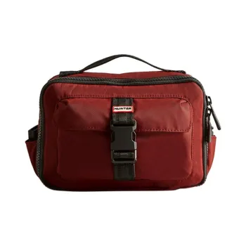 HUNTER Nylon Messenger Bag, Crossbody, One Shoulder Handbag Unisex Dark Red