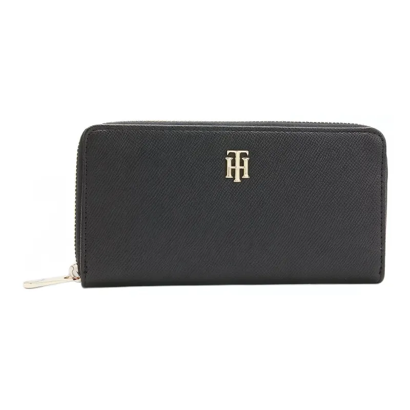 Tommy Hilfiger PU Polyurethane Wallet Large Size Women's Black-0