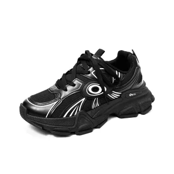 SLnU★3 Lightweight Height Increasing Coverage Low Top Chunky Sneakers Men's Black
