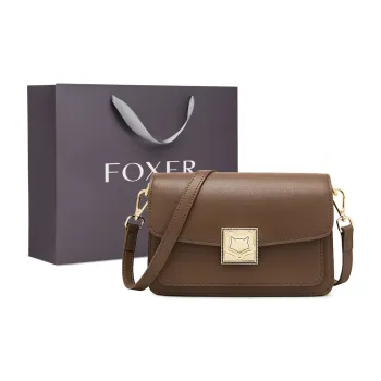 FOXER Cow Leather Small Square Bag Shoulder Bag Small Size Women's Black/Coffee