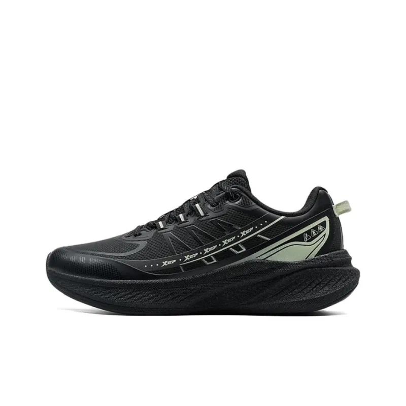 XTEP Anti Slip Wear Resistant Low Top Casual Running Shoes Women's Black Green-0