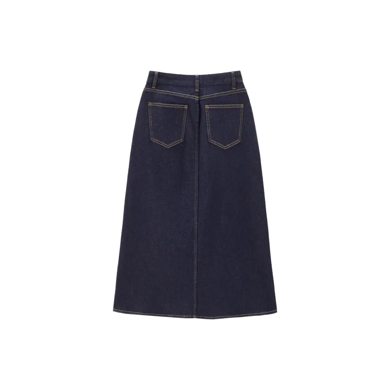 UNIQLO Denim Long Skirt Women's Original Blue-1