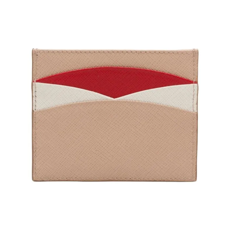 PRADA Saffiano Leather Card Holder Women's Fire Red-2